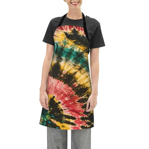 Mount Hour Rainbow Tie Dye Vintage, Women Kitchen Apron with Adjustable Neck Adult Size, For Cooking Painting, Gift