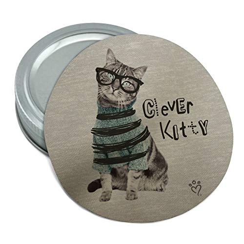 Clever Smart Kitty Cat Kitten Glasses Sweater Round Rubber Non-Slip Jar Gripper Lid Opener