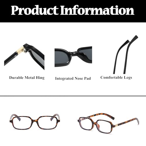 Image of LJCZKA Rectangular Blue Light Blocking Glasses for Women Men Retro Small Square Frame Anti Eyestrain Computer Eyeglasses