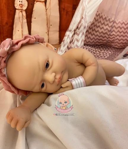 Bebe Reborn Silicona Blanda Platino Cuerpo Completo Ojos Abiertos Boca Abierta Ariel Niña - 33cm / 1kg (Pack Básico)