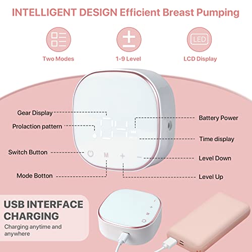 Double Breast Pump Auto Massage Low Noise Breast Pump Lcd Touch Screen Breast Pump, Hands Free Mommy, 3 Modes & 9 Levels, 22Mm (White11) #TOP4