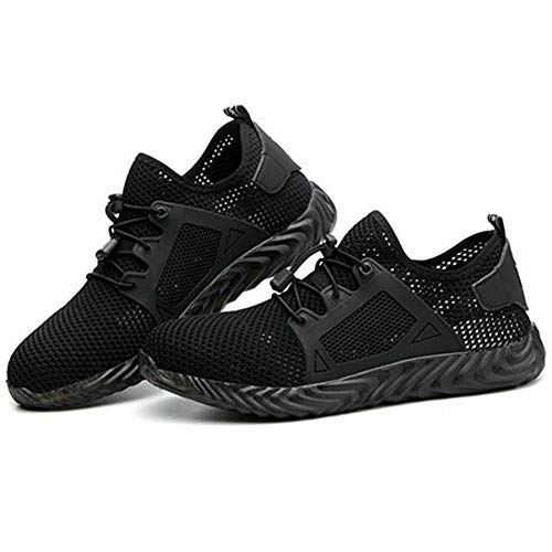SYLPHID Steel Toe Shoes Work Safety Shoes for Men and Women Lightweight Breathable Industrial & Construction Sneakers Puncture Proof Footwear Black - Thumbnail 3