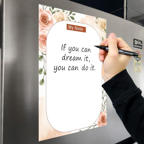 Image of AccuPrints A4 Magnetic White Board Planner Sheet (23x30cm) or 9x12 inch with Magnetic Marker Pen - Dry Erase Flexible Writing Film for Kitchen Fridge /Office Godrej /Metal Wardrobe