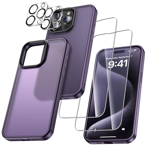 UniqueMe für iPhone 16 Hülle, 5-in-1-Set Handyhülle für iPhone 16 Case Rundumschutz Schutzhülle Cover,1 Handyhülle & 2 Schutzfolie & 2 Kameraschutz -Matt Gold