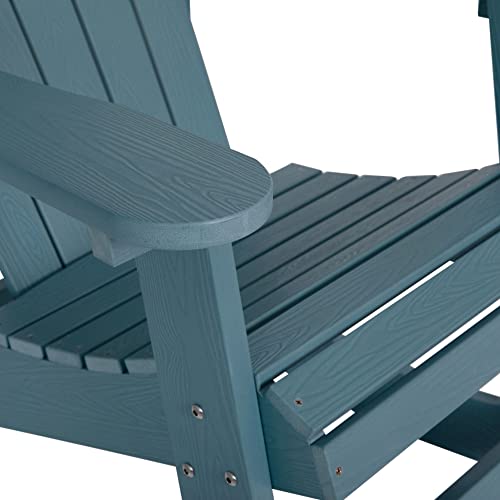 Flash Furniture Savannah Poly Resin Wood Adirondack Rocking Chair - All Weather Sea Foam Polystyrene - Stainless Steel Hardware #TOP6
