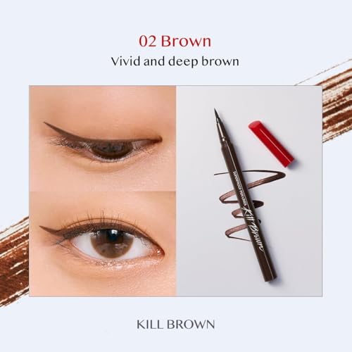 Image of CLIO Kill Lash Superproof Mascara 02 Volume Curling + Waterproof Pen Liquid Eyeliner 02 Brown