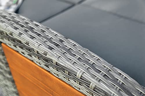 Greemotion Rattan-Lounge Bahia Tobago, Gartensofa mit Bettfunktion, inkl. Hocker, Grau, Holzfarben