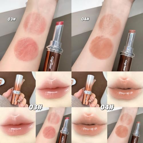Image of Gege Bear Aqua Essence Lipstick | Smooth Glide | Long-Lasting | Moisturising & Glossy Wear | Full Lip Coverage | High Shine Finish | Gives Fuller-Lip Effect & Extra Hydration| Cruelty-Free (01#Milky Nude Pink, 3.3g)