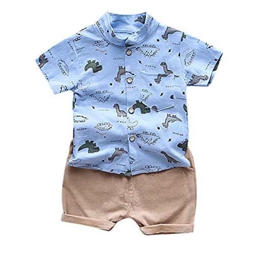 Conjunto de 2 peças de camiseta de manga curta para meninos e meninos, Azul, 3-4 Anos