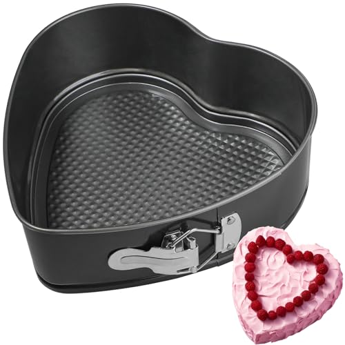 Kamehame Heart Shaped Springform Pan Large 9 Inches Heart Springform Pan Not-Stick Heart Shaped Cheesecake Pan Carbon Steel Cake Pan