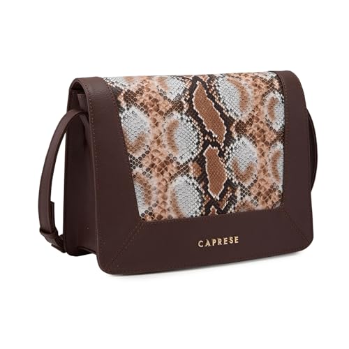 Image of Caprese Vittoria Satchel Bag, Medium | Stylish Snake Print Handbag for Women with Multiple Pockets & Compartments | Magnetic Button Closure | Perfect for Casual & Daily Use