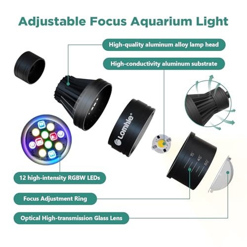 Image of Lominie LED Aquarium Light Full Spectrum 15-60 Adjustable Aquarium Focus Light Spotlight for Saltwater Freshwater Fish Tank(A15 Freshwater /Saltwater)