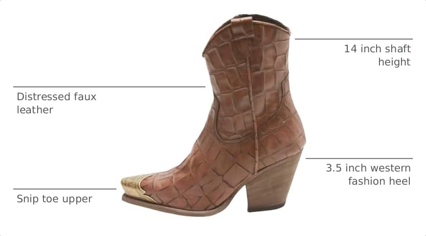 Image of keleimusi Women's Western Cowgirl Ankle Boots Stacked Block Heel Cowboy Booties Steel Toe Heeled Short Cowboy Boots Western Booties