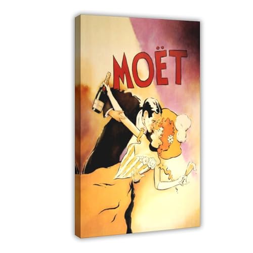 Poster vintage Bar Moet Champagne cadre à suspendre toile France