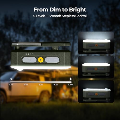 Image of BougeRV Movable Area Light, Rechargeable Camping Lantern, 3200mAh Portable Camping Light, IP65 Waterproof, Camp Lamp for Tent, Power Outages, Emergency, Outdoor(Dark Green)