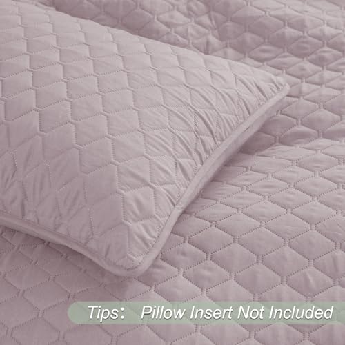 Exclusivo Mezcla Reversible California King Size Quilt Bedding Set with Pillow Shams, Lightweight Quilts Cal King Size, Soft Bedspreads Bed Coverlets for All Seasons - (Lilac Ash, 112"x104")