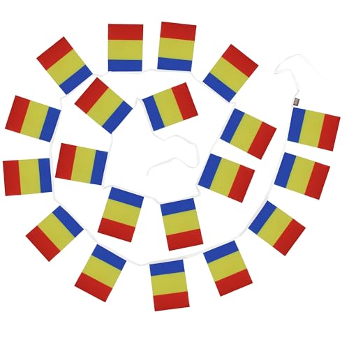 Image of AZ FLAG Romania 6 meters BUNTING Flag 20 flags 9'' x 6'' - Romanian STRING flags 15 x 21 cm