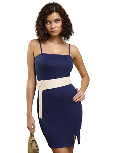 Image of Tokyo Talkies Women's Sleeveless Shoulder Strap Solid Dresses | Stylish Dresses | Casual Dresses