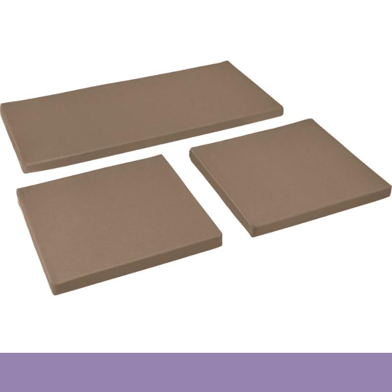 3Pcs Replacement Garden Rattan Chair Sofa Pad Cushions Patio Set, Foam Pads with Water Resistant Removeable Zipped Cover (Brown)