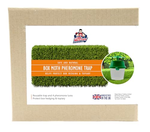 Box Moth Trap - 1 Trap & 4 Pheremone Lures - 5 Months Supply - Box Tree Moth Caterpillar Non-Toxic Treatment - 1 Trap Per 0.5 Acres - No More Mr Nice Guy
