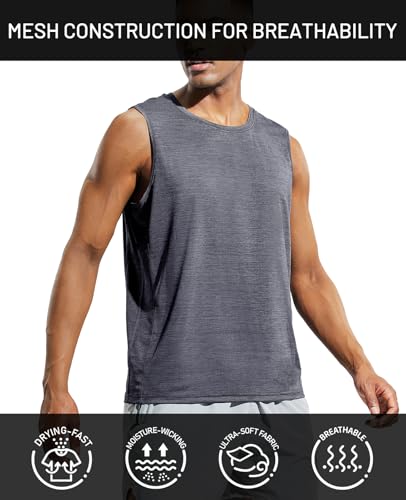 Image of MIER Men's Sleeveless Tank Top Dry Fit Workout Muscle Tee Shirt for Running Athletic Gym Sports Training, Moisture Wicking