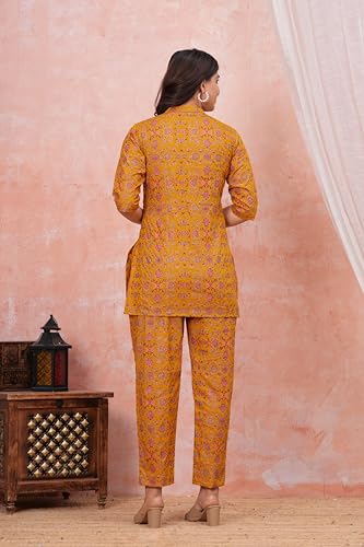 Image of Women Cotton Printed Co-Ord Set Kurta with Pant Set | Cotton Floral Printed Anarkali Maternity Feeding Kurta with Zipper /Maternity