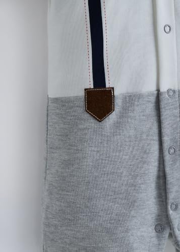 Image of Hopscotch Boys Cotton Bow Embellished Romper in White Color