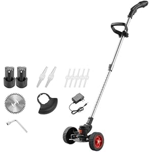 3-in-1 Weed Wacker, Lawn Edger with Wheels and Blade, Cordless Lawn Mower, Hand-push Rechargeable 350W High-power Lawn Mower, Adjustable Height, for Garden and Yard