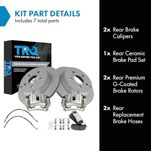 Image of TRQ Rear Brake Pad & Rotor Kit Ceramic Premium G-Coated Compatible with 2010-2012 Chevrolet Equinox 2010-2011 GMC Terrain