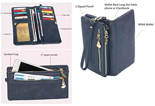 Women's Genuine Leather Zipper Wallet with Large Storage Capacity Multiple Card Slots and Secure Closure (#06 Olive Green)4