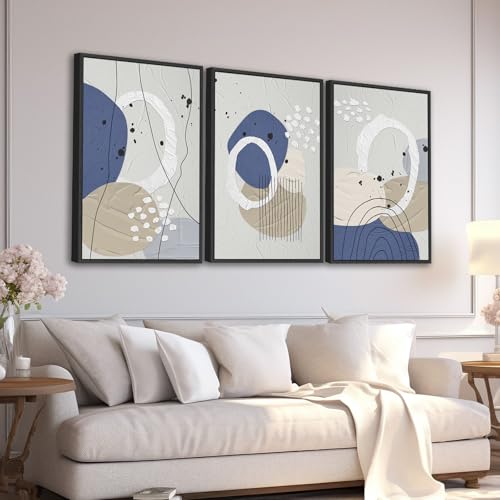 Large Framed Wall Art, Neutral Botanical Abstract Line Art, 20"x28"x3