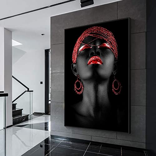 Peinture abstraite femme africaine pour habiller un grand mur vide