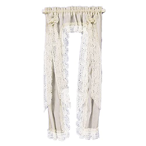 Dollhouse Victorian Princess Cream Curtains Miniature 1:12 Window Accessory
