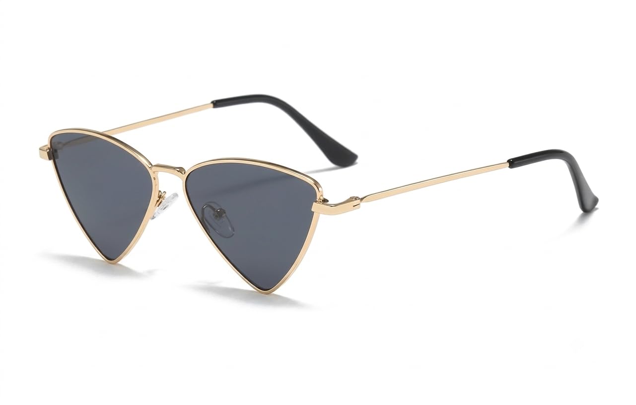 Triangle Cat Eye Sunglasses for Women, Metal Frame UV400 Shades-picture-40