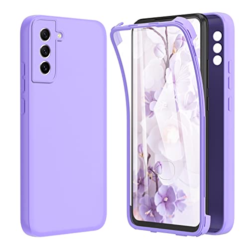 Tawarror Coque pour Samsung Galaxy S21 5G, 360 Degrés Etui Antichoc Silicone Housse avec Protecteur écran Souple Intégré, Double Face Anti-Rayures Integrale Robuste Complète Protection Case, Violet Cover