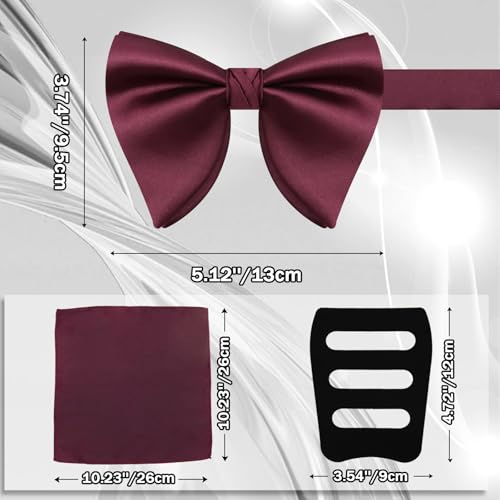Image of Mens Bow Tie Pre Tied Oversized Bow Ties for Men Satin Bowties for Tuxedo Wedding Party Banquet