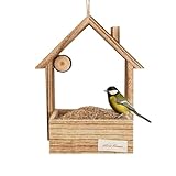Vogelfutterstation aus Zedernholz mit Seil zum Aufhängen, Futterspender für Papageien, einfaches Befüllen von oben, für große Vögel, Garten, Hof, Terrasse, Rasen