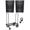 Audiosavings Bundle: Rockville DJ1500 DJ Headphones Bundle with (2) JBL Pro JRX215 1,000 W 15 Inch DJ P/A Speaker Cabinet - NEW! + Rockville Rock Cart Pro DJ Equipment Transport Roller Car (4 Items)