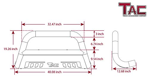 Tac Bull Bar Fits 2016-2023 Toyota Tacoma Truck Pickup 3" Texture Black Front Bumper Grille Guard Brush Guard Off Road Accessories #TOP3