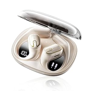 Open Ear Headphones Earbuds wireless – 5.4 Bluetooth Ear Buds with LED Digital Display IPX7 Waterproof, Wireless Headphones Touch Control Air Conduction Stereo Sound with 18.2mm Drivers 80H Playtime