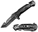 Xtreme-Tec Heavy Duty Black Spring Assist Folding Knife with Guthook Blade, 8
