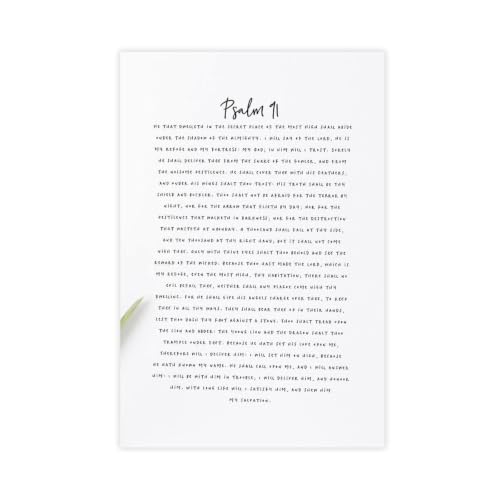 Psalm 91 Full Chapter, Protection Scripture, Bible Verse Christian Wall Art