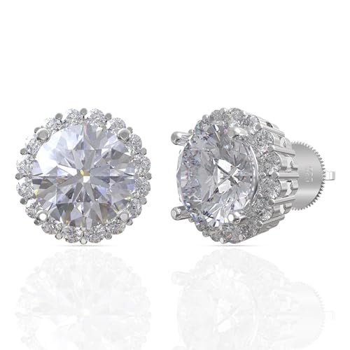 Image of 925 Sterling Silver Stud Earrings for Women | Cubic Zirconia Solitaire Ear Studs | Lightweight Hypoallergenic Anti-Tarnish Daily Wear Jewellery | Gift for Girls, Wife, Girlfriend, Mother, Sister | Birthday, Anniversary, Rakhi