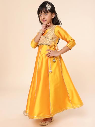 Image of A.T.U.N. (ALL THINGS UBER NICE) Girls Woven Design Gota Jacket Maxi Anarkali Gown