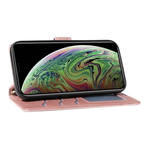 Étui portefeuille iPhone Xs Max or rose à clapet avec support