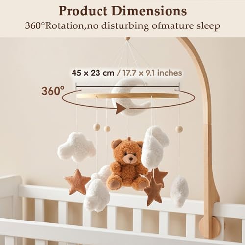 Image of SNOWIE Soft Baby Crib Mobile for Newborn, Teddy Velvet Multicolor Decor
