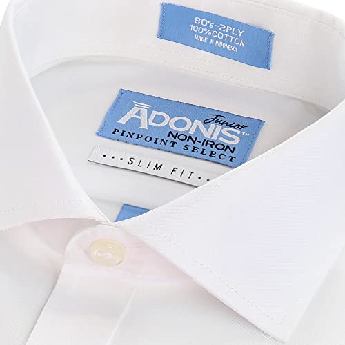 ADONIS Boys 100% Cotton Non Iron White Solid Pinpoint Long Sleeve Dress Shirt4