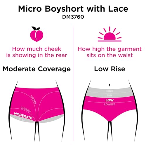 Maidenform Women's Boyshort Underwear, Microfiber With Lace Boyshort Panties, One Fab Fit, 3-pack4
