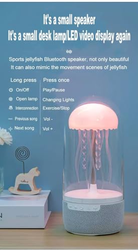 Image of One94Store Jellyfish Lamp Bluetooth Speaker - 7-Color Changing LED Night Light with Floating Jellyfish Effect, Smart Wireless Speaker, 1500mAh Rechargeable Battery