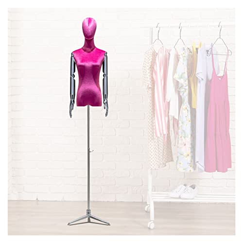 OUPAIAI Maniqui Costura Mujer Maniquí Torso Femenino, Torso del Maniquí Sastre 53-77 In Altura Ajustable Trípode Metálico, Mostrar Maniquí para el Brazo Galvanizado(Light Pink,M-Medium)